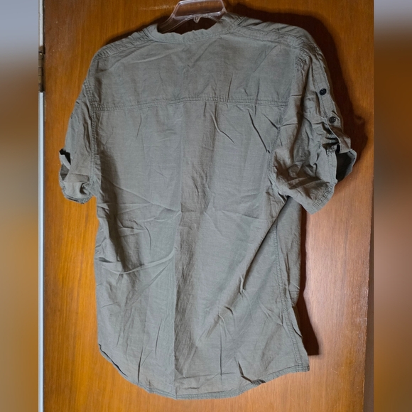 Men’s Olive Green Short Sleeve Button-Up Shirt XL - Picture 4 of 4